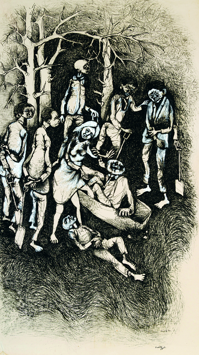 Dumile Feni, Dire no, 1967. Carboncino su carta, 180×101 cm. © Estate Dumile Feni e Fondo Famiglia Dumile Feni