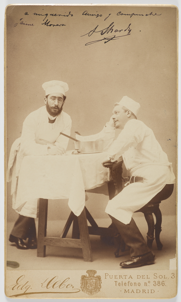 Edgardo Debas. Los pintores Jaime Morera y Agustín Lhardy como cocineros, hacia 1880. Museo Nacional del Prado
