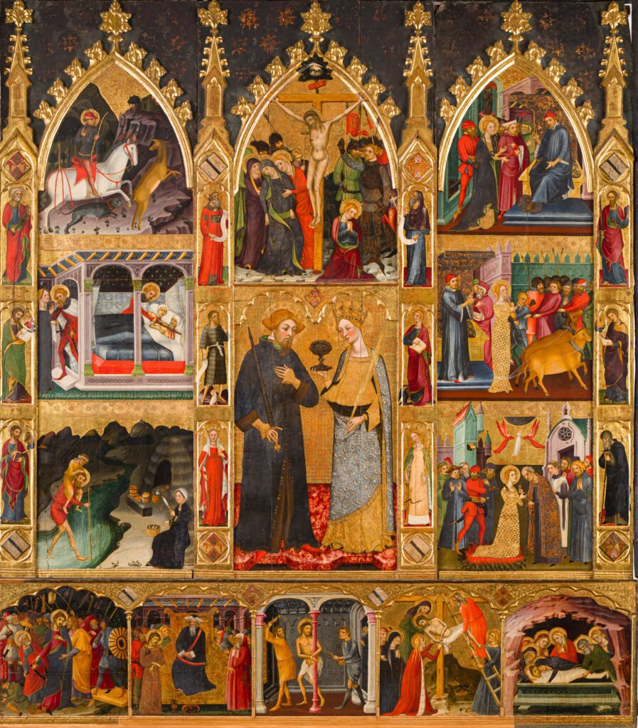Pere Serra e Jaume Serra. Pala d'altare di San Giuliano e Santa Lucia, 1384-1385. Monastero della Resurrezione, Canonesse del Santo Sepolcro, Saragozza