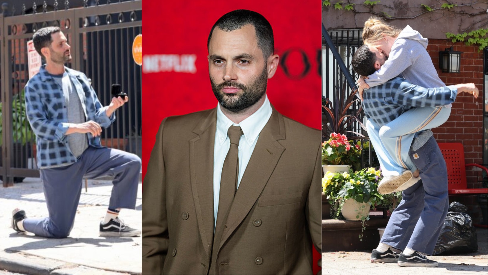 Penn Badgley avvistato durante una scena romantica