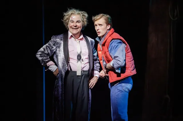 Roger Bart (Doc Brown) and Axel Duffy (Marty McFly), photo by Daniel Boud