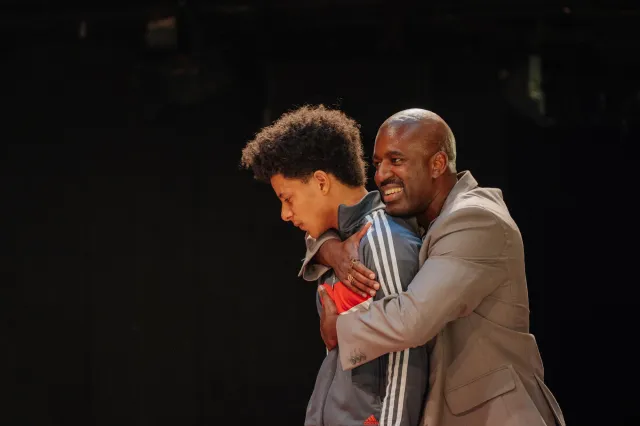 Leo Whitfield Harris and Gershwyn Eustache Jnr in ILFORD BOY (Donmar Warehouse, 2026) Photo by Helen Murray Leo Whitfield Harris and Gershwyn Eustache Jnr in ILFORD BOY (Donmar Warehouse, 2026) Photo by Helen Murray
